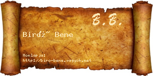 Biró Bene névjegykártya